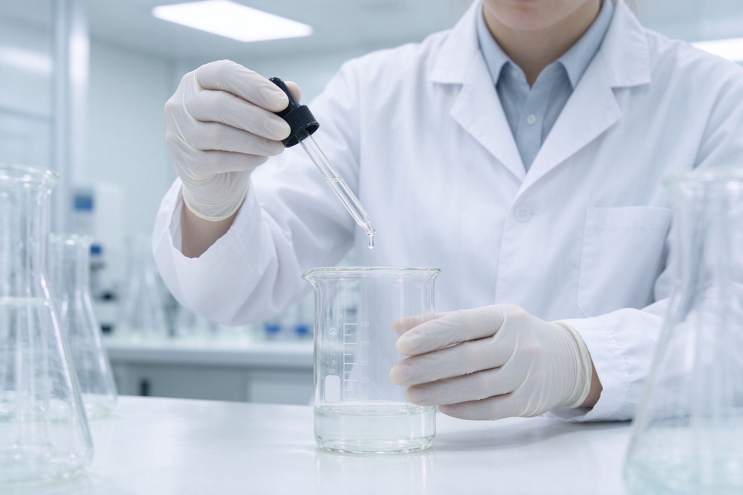 Formulator testing a formula in the R&D lab